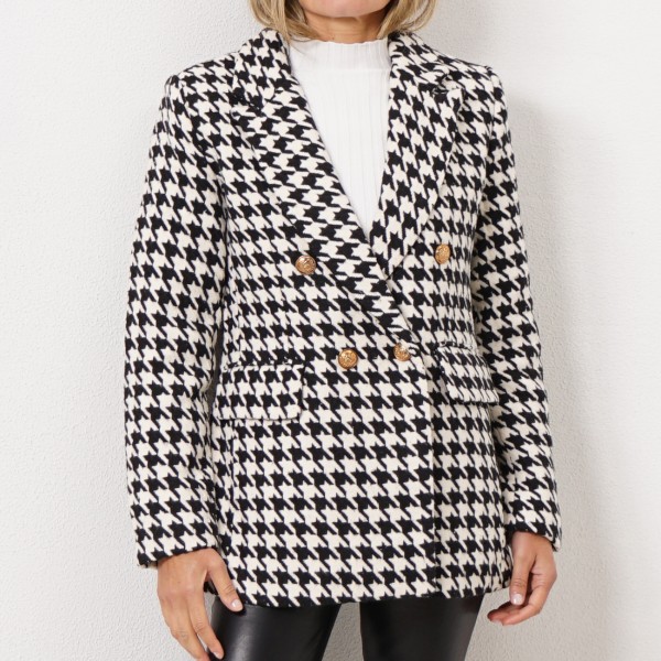 fitted coat (houndstooth) with lurex