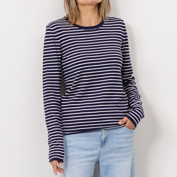 striped ribbed knit shirt with viscose