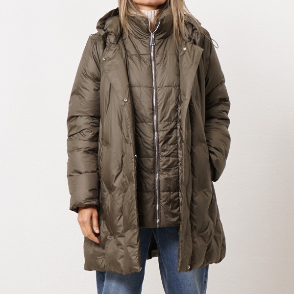 Down jacket with layered effect