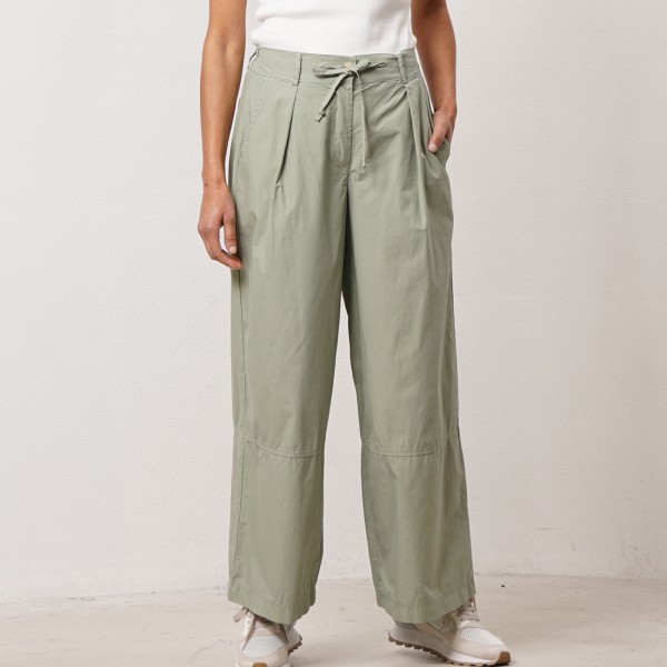 Wide-leg trousers in cotton mesh with elastic waistband (premium)