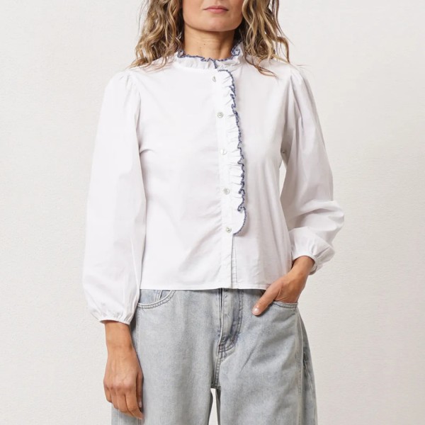 Poplin blouse with ruffles