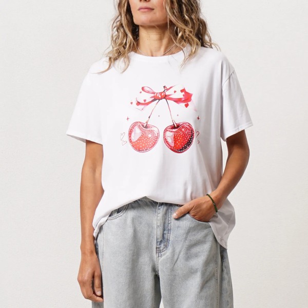 Cotton/elastane t-shirt (print)