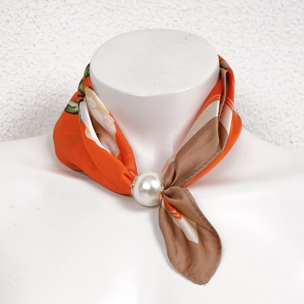 Silk/viscose scarf with pearl (magnet)