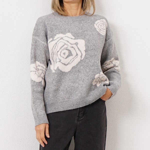 knit sweater (jacquard flower)