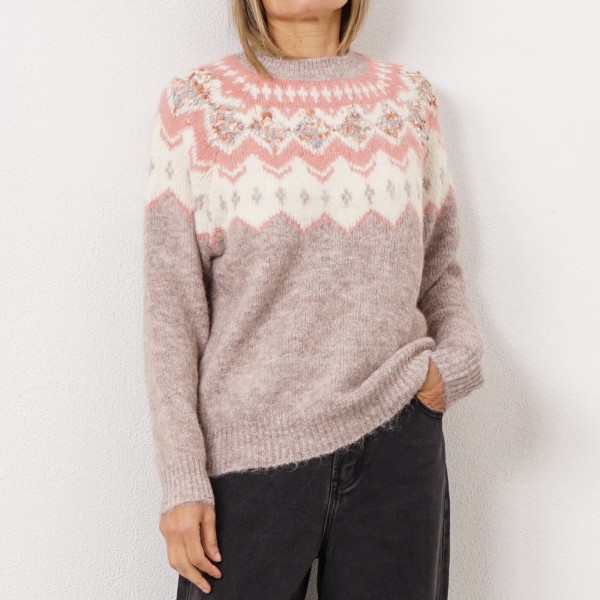 knit sweater with jacquard