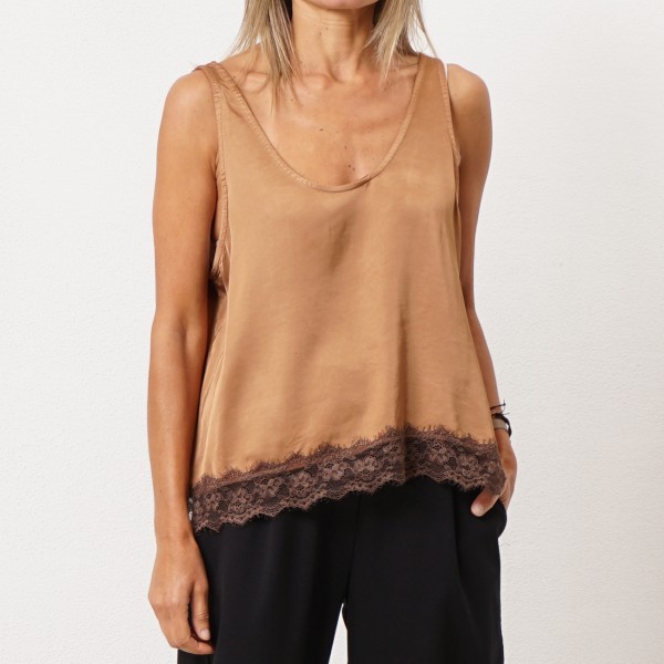 Satin top with lace (rayon)