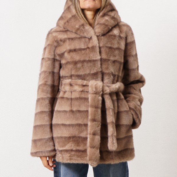 fur coat with hood