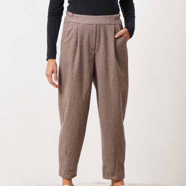 Balloon pants in ribbed knit fabric