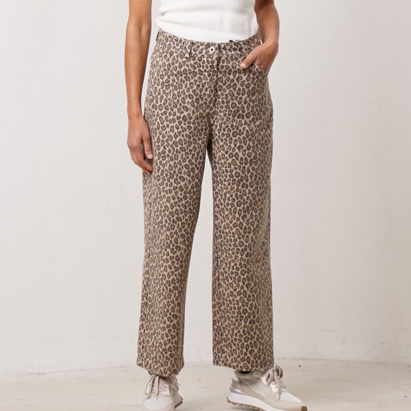 Animal print wide-leg jeans (premium)