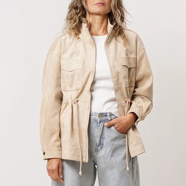 suede parka in eco-leather