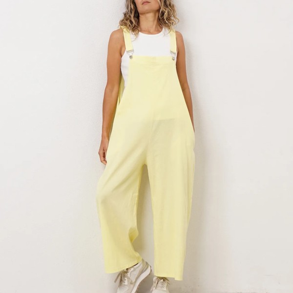 Oversized cotton mesh overalls