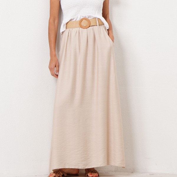 crepe skirt with elastic waistband
