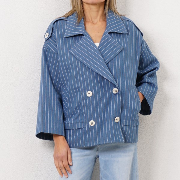 denim jacket with/asserted stripes (premium)