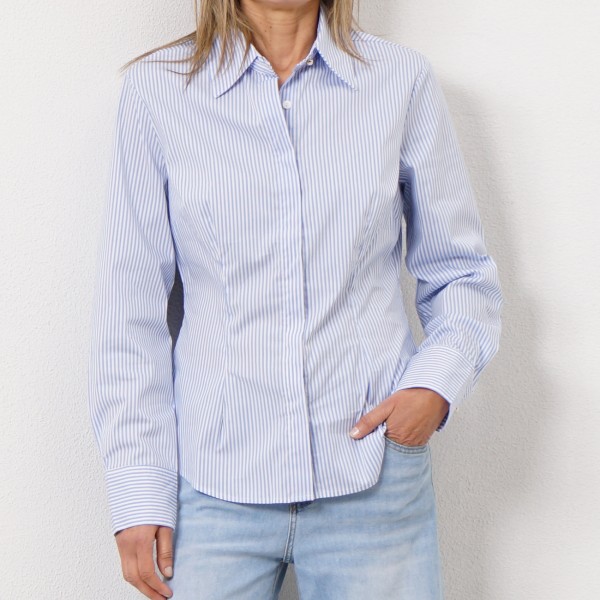 striped poplin blouse with elastane