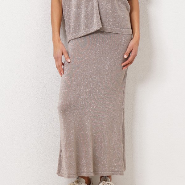 knitted skirt with viscose, elastane and lurex