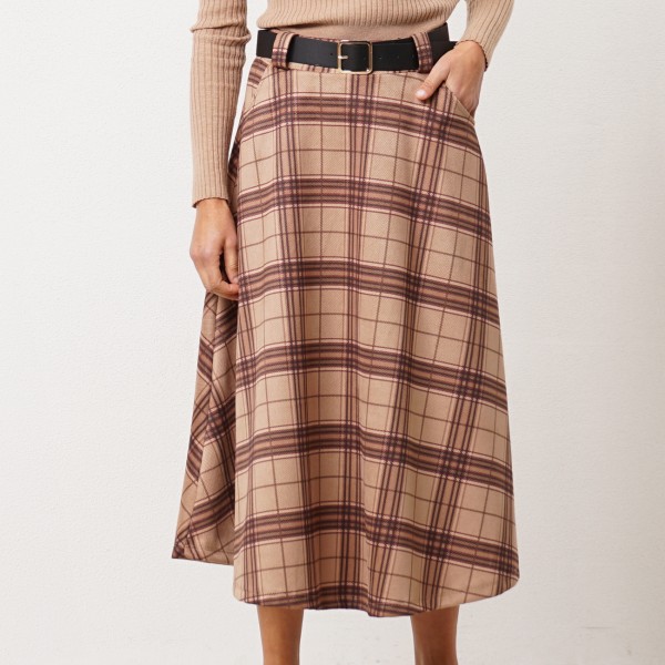 Peach skin flared skirt