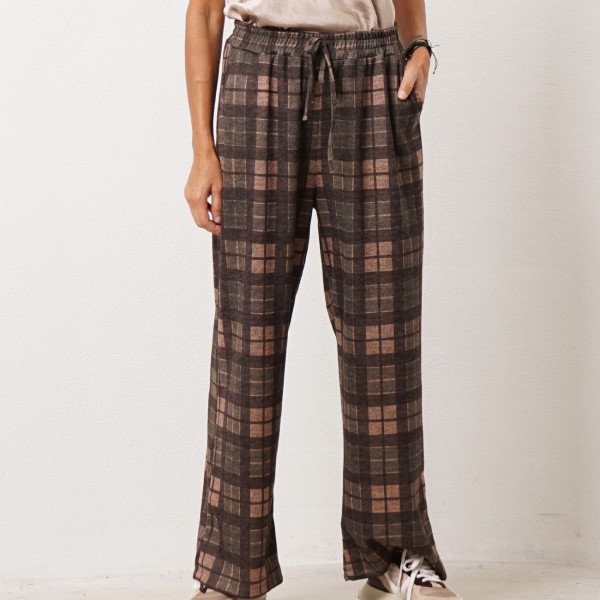 Plaid knit pants