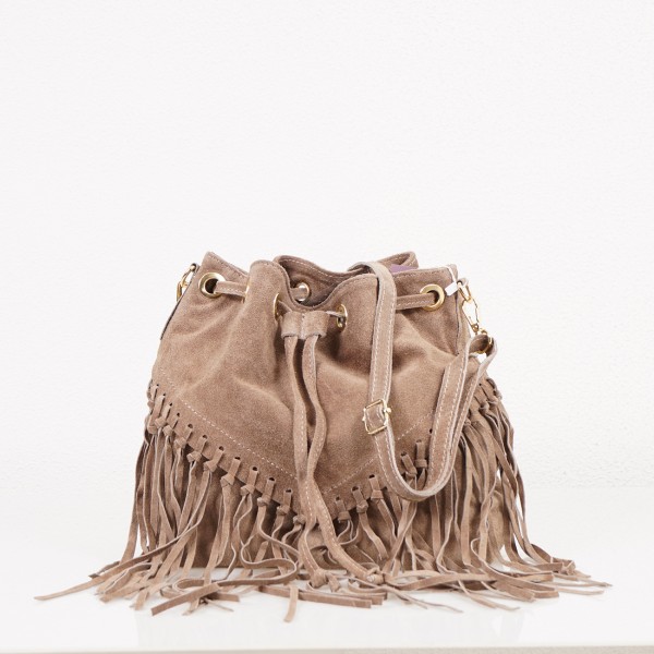 Leather bag with fringes (suede)