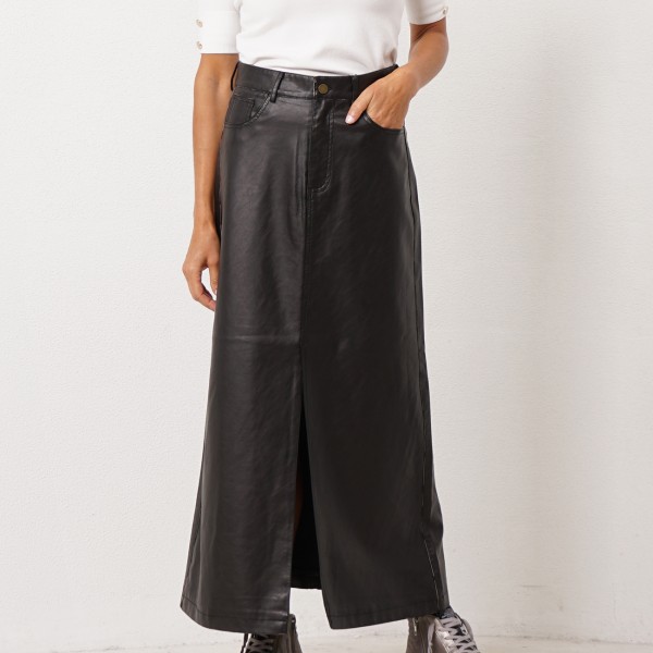 eco-leather skirt with slit (premium)