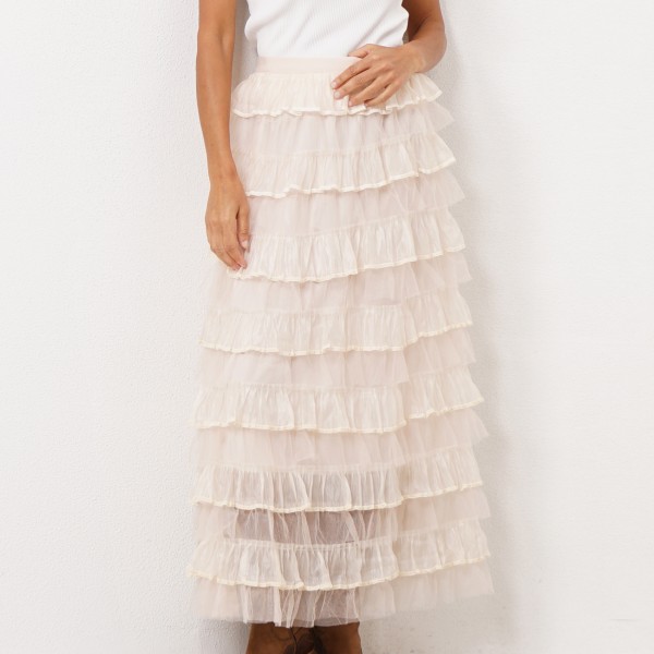 tulle skirt with ruffles and elastic waistband