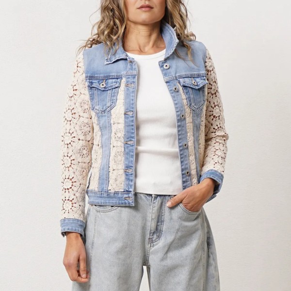 Cowboy jacket with crochet appliqué
