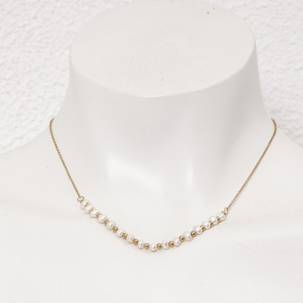 stainless steel necklace with pearls (surgical steel) nickel-free