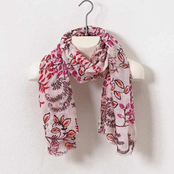 Floral scarf with stripes (shine)