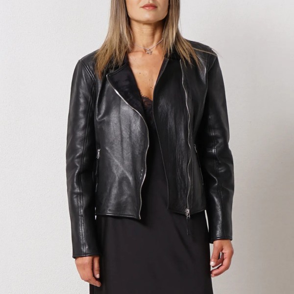 Vintage leather biker jacket, unlined