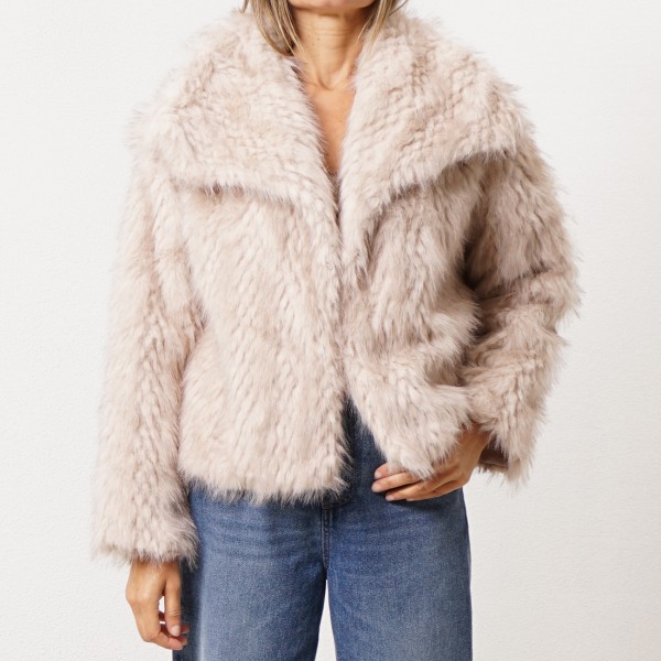 Fleece blouse with turned-up collar