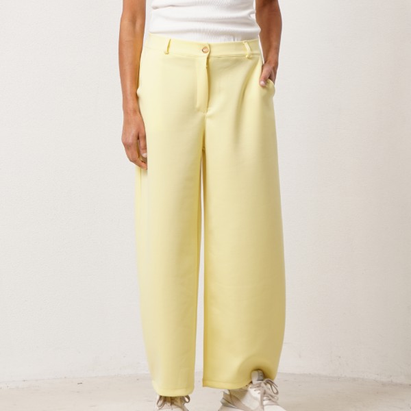 Neoprene wide-leg pants with elastane