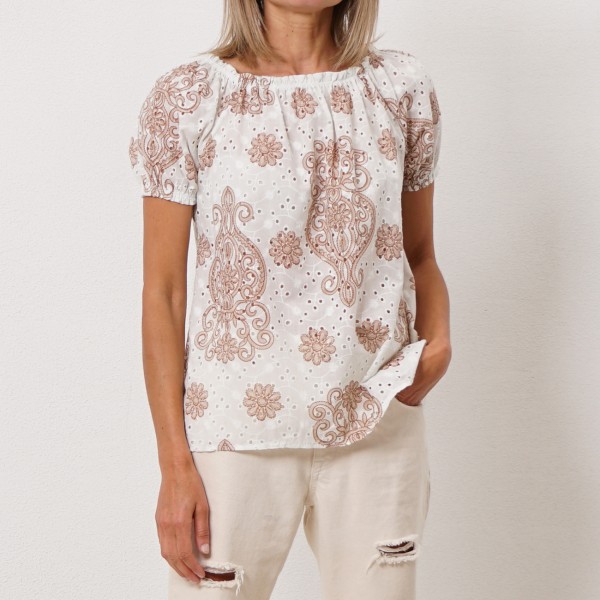 embroidered blouse with elastic