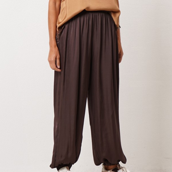 Satin pants with cuffs