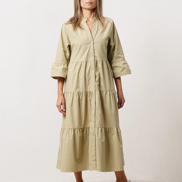 Poplin dress with gathers