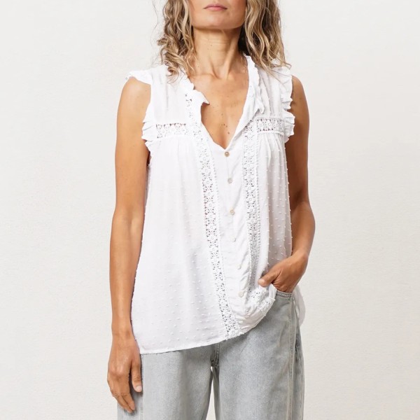 Blouse with embroidered ruffles