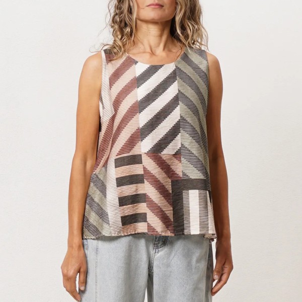 Printed top in viscose/polyamide