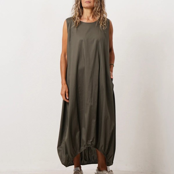 Balloon dress in poplin with elastane