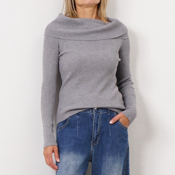 knit sweater with scoop neckline