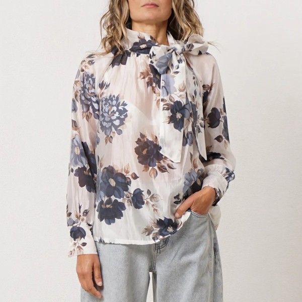 Viscose/elastane blouse with bow