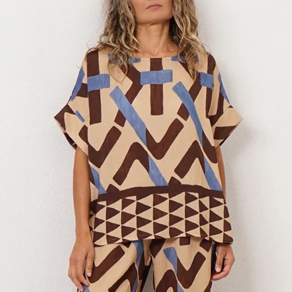 Printed crepe blouse