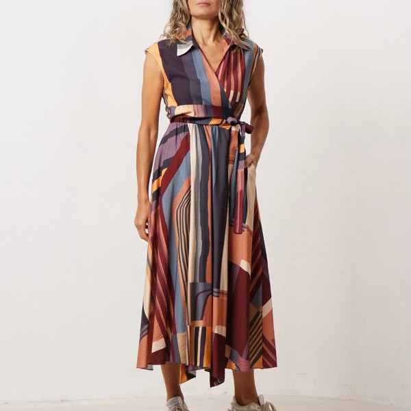 Asymmetrical printed wrap dress