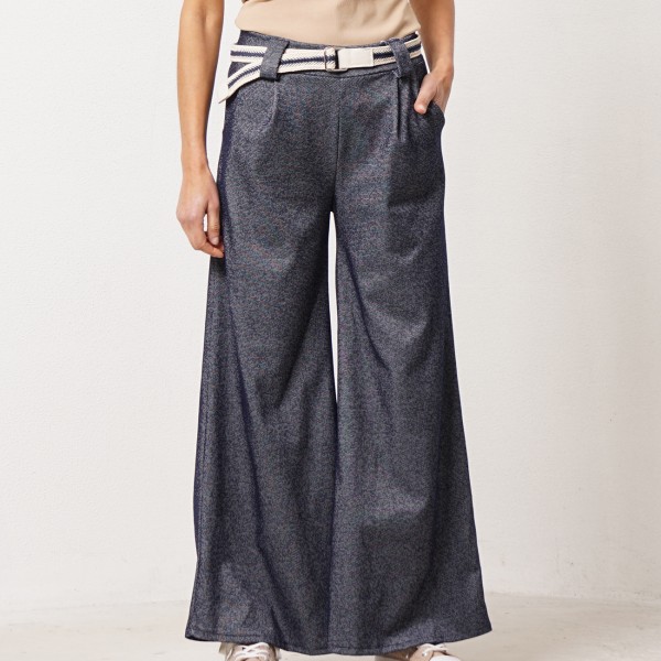 Knit palazzo pants with elastane