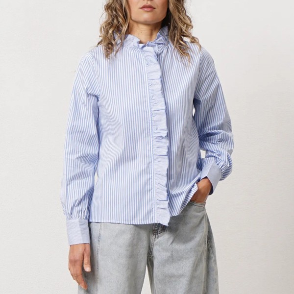 Striped blouse with ruffles