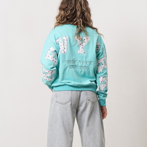 Oversized embroidered fleece sweatshirt