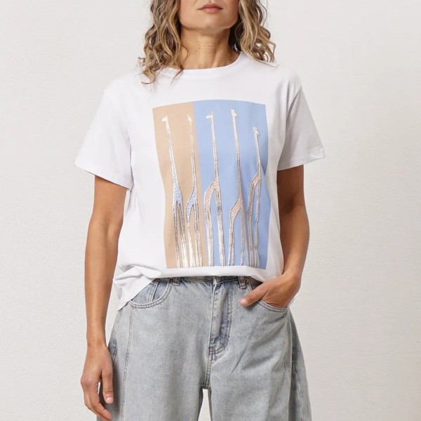 T-shirt with print in cotton and elastane