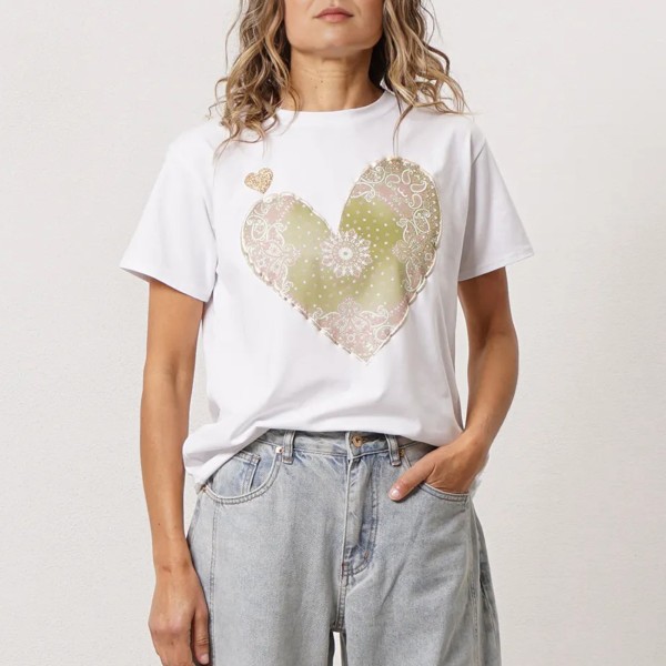T-shirt with print in cotton and elastane