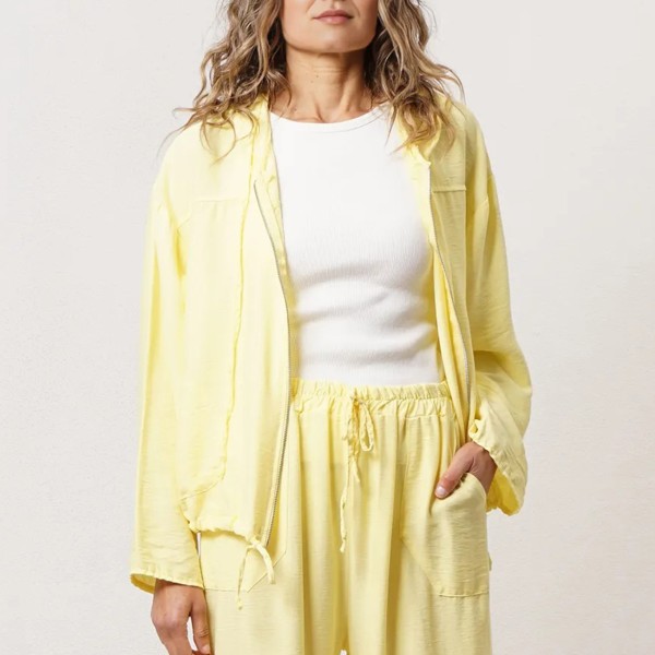 Viscose bomber jacket with hood