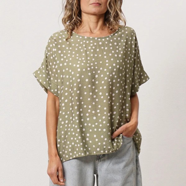 blouse with crepe polka dots