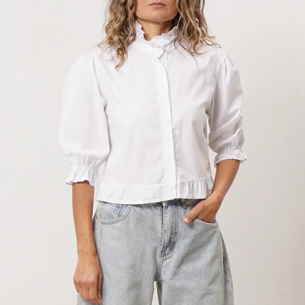 Poplin blouse with ruffles