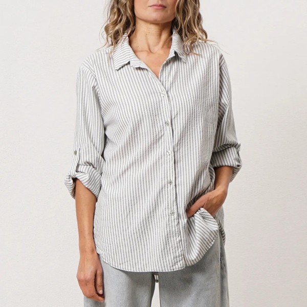 Striped cotton blouse with elastane