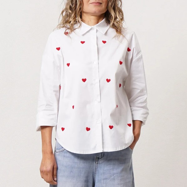 Embroidered poplin blouse